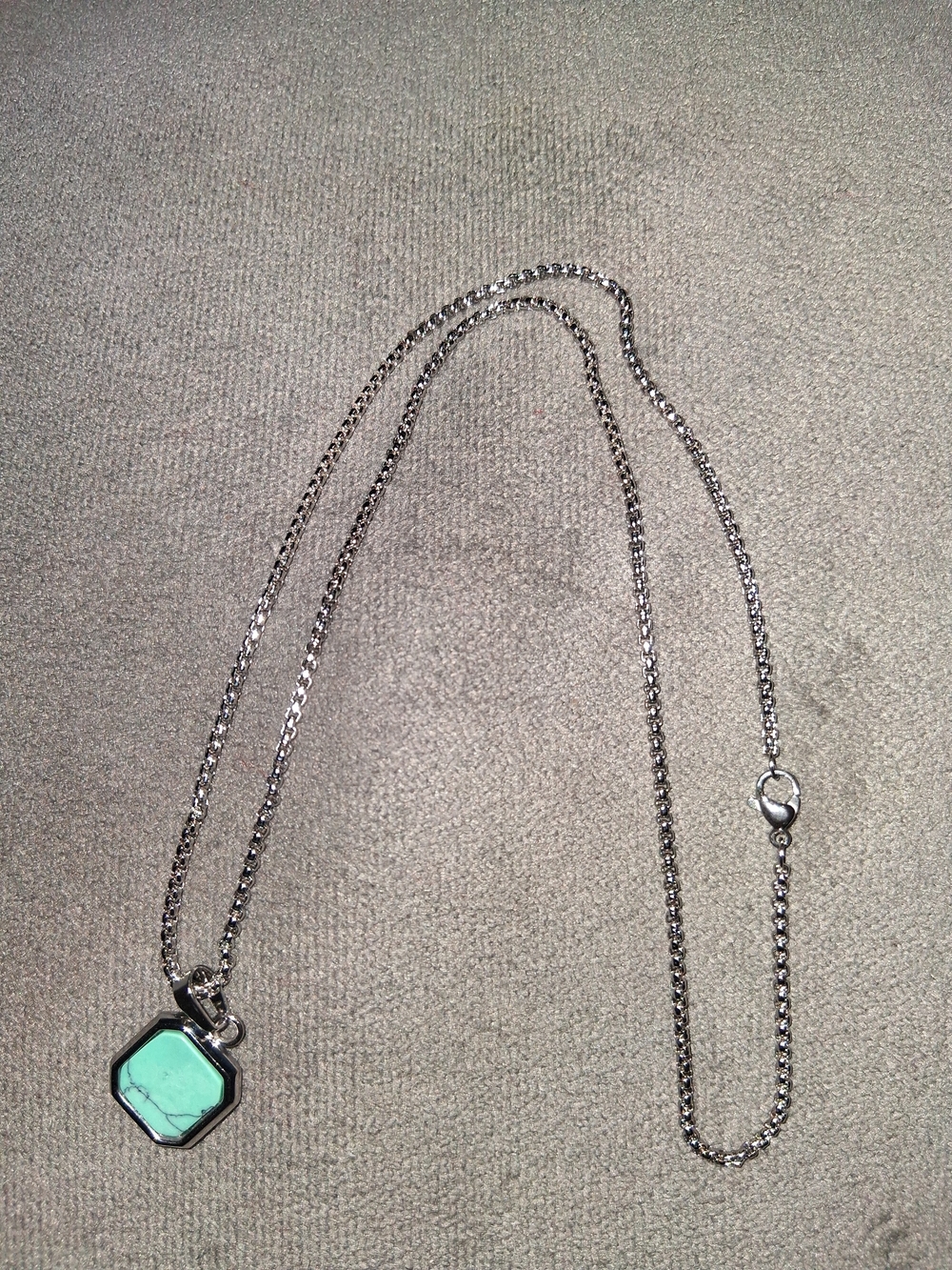 Silver Chain Necklace with Turquoise Pendant
